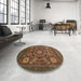 Round Machine Washable Abstract Vermilion Red Rug in a Office, wshabs2356