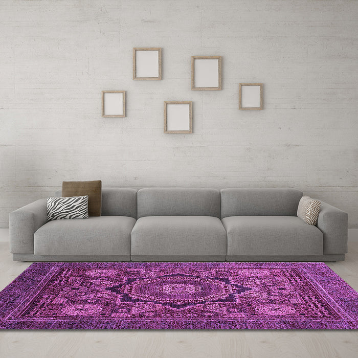 Machine Washable Abstract Purple Modern Area Rugs in a Living Room, wshabs2356pur