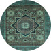 Round Abstract Light Blue Modern Rug, abs2356lblu