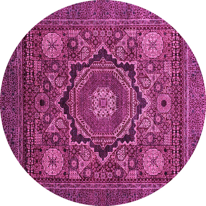 Round Abstract Pink Modern Rug, abs2356pnk