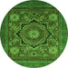 Round Abstract Green Modern Rug, abs2356grn