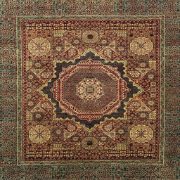 Square Machine Washable Abstract Vermilion Red Rug, wshabs2356