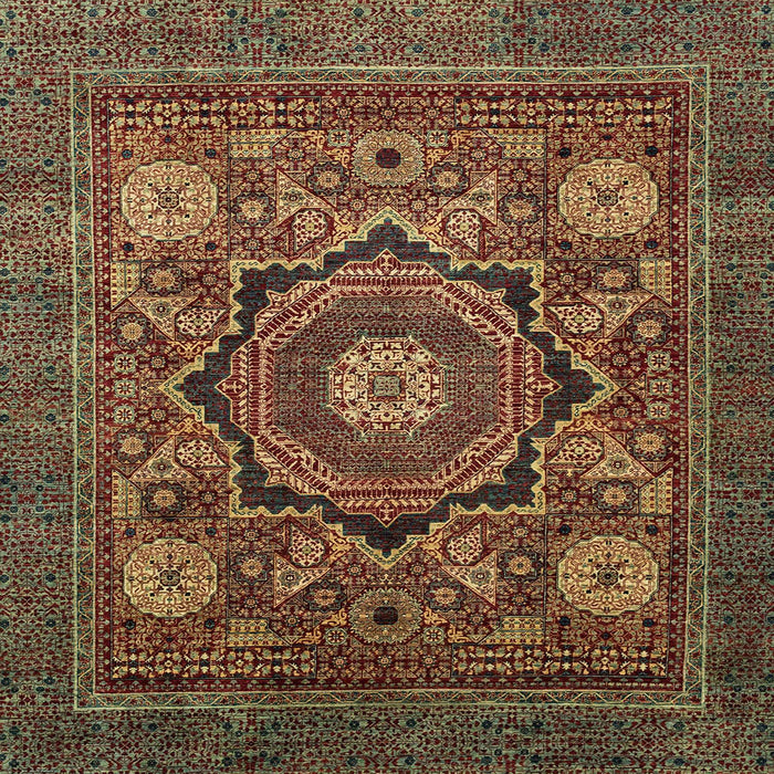 Square Machine Washable Abstract Vermilion Red Rug, wshabs2356