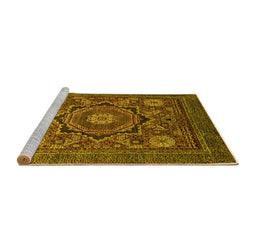 Sideview of Machine Washable Abstract Yellow Modern Rug, wshabs2356yw