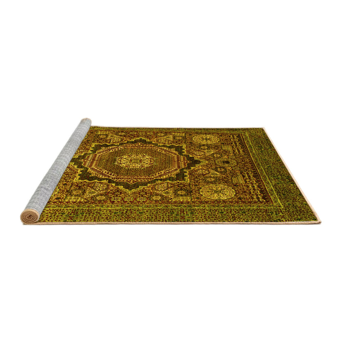 Sideview of Machine Washable Abstract Yellow Modern Rug, wshabs2356yw