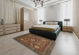 Abstract Red Modern Rug in a Bedroom, abs2356