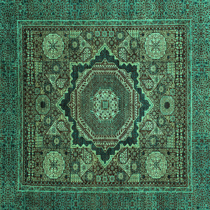 Square Abstract Turquoise Modern Rug, abs2356turq