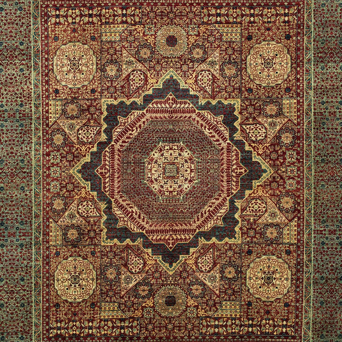 Machine Washable Abstract Vermilion Red Rug, wshabs2356