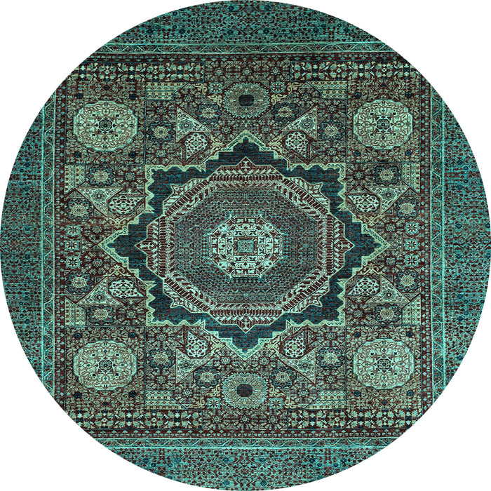 Round Machine Washable Abstract Light Blue Modern Rug, wshabs2356lblu