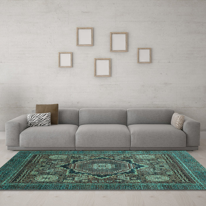Machine Washable Abstract Light Blue Modern Rug in a Living Room, wshabs2356lblu