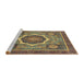 Sideview of Machine Washable Abstract Brass Green Rug, wshabs2357