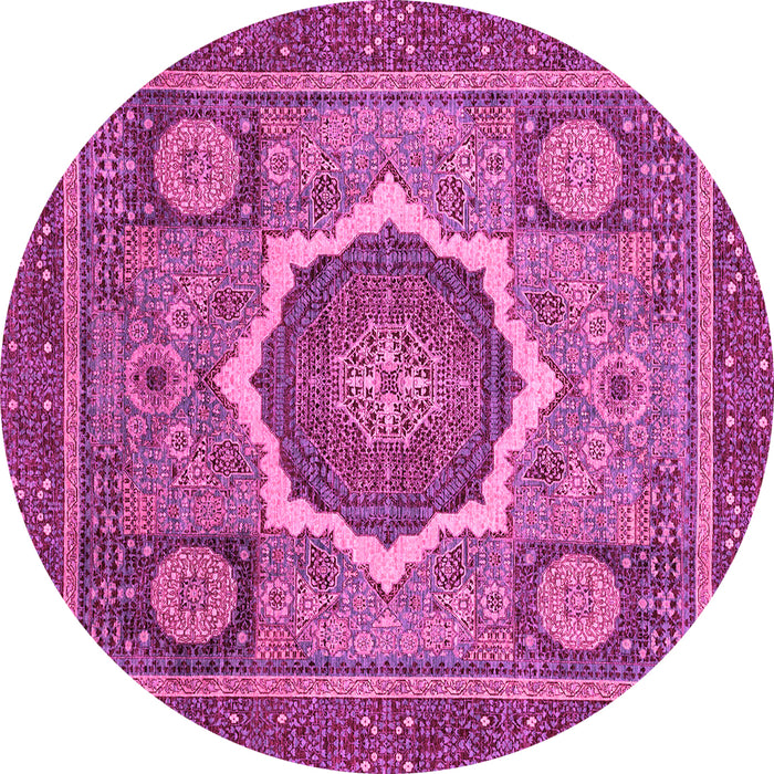 Round Abstract Pink Modern Rug, abs2357pnk