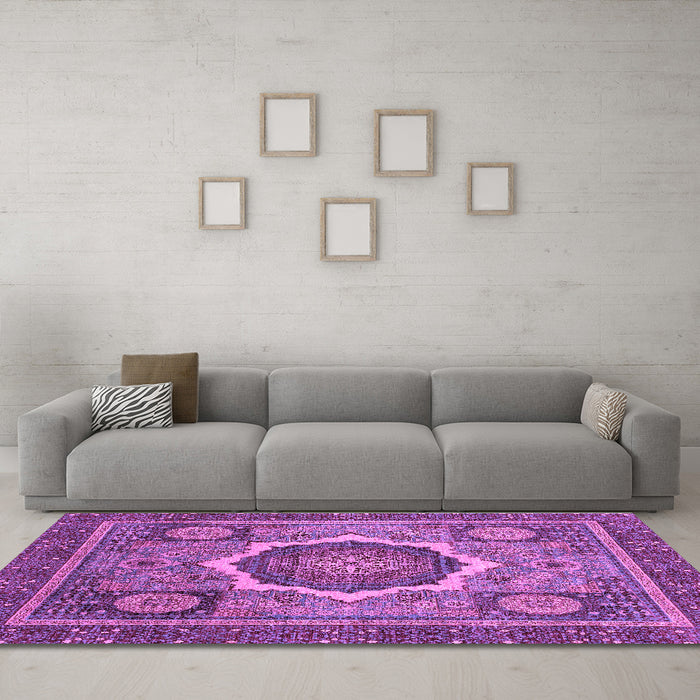 Machine Washable Abstract Purple Modern Area Rugs in a Living Room, wshabs2357pur