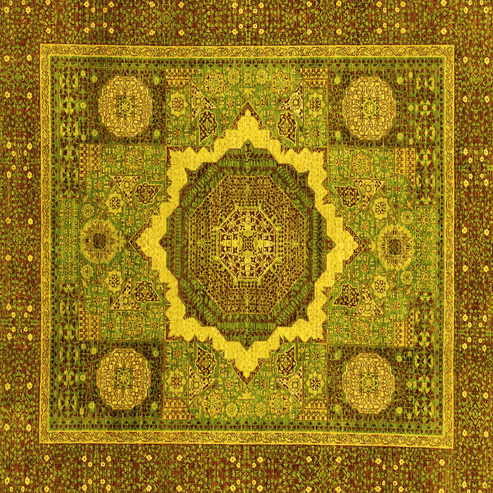 Square Abstract Yellow Modern Rug, abs2357yw