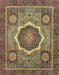 Abstract Copper Green Modern Rug, abs2357