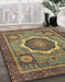 Machine Washable Abstract Brass Green Rug in a Family Room, wshabs2357