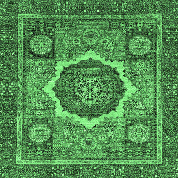 Square Abstract Emerald Green Modern Rug, abs2357emgrn