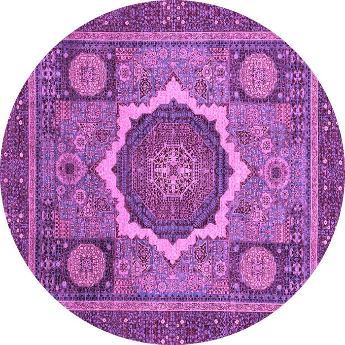 Round Abstract Purple Modern Rug, abs2357pur