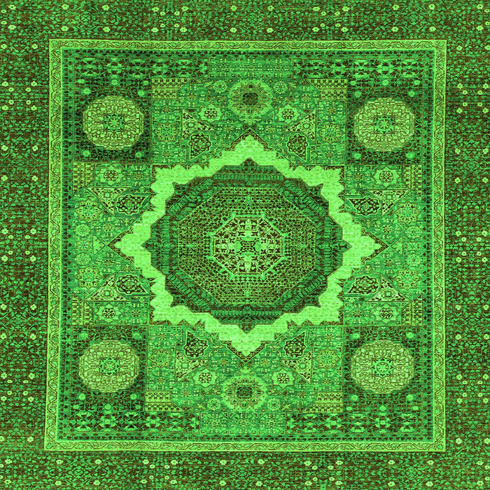 Square Abstract Green Modern Rug, abs2357grn