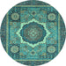 Round Abstract Light Blue Modern Rug, abs2357lblu