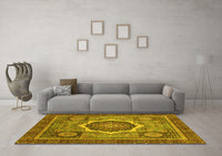 Machine Washable Abstract Yellow Modern Rug, wshabs2357yw