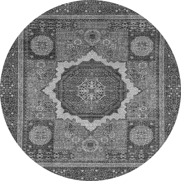 Round Machine Washable Abstract Gray Modern Rug, wshabs2357gry