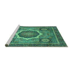Sideview of Machine Washable Abstract Turquoise Modern Area Rugs, wshabs2357turq