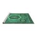 Sideview of Machine Washable Abstract Turquoise Modern Area Rugs, wshabs2357turq