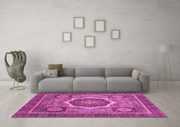 Machine Washable Abstract Pink Modern Rug in a Living Room, wshabs2357pnk