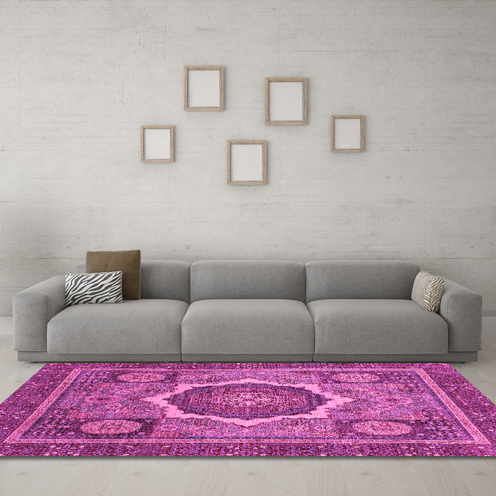 Machine Washable Abstract Pink Modern Rug in a Living Room, wshabs2357pnk