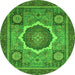 Round Abstract Green Modern Rug, abs2357grn