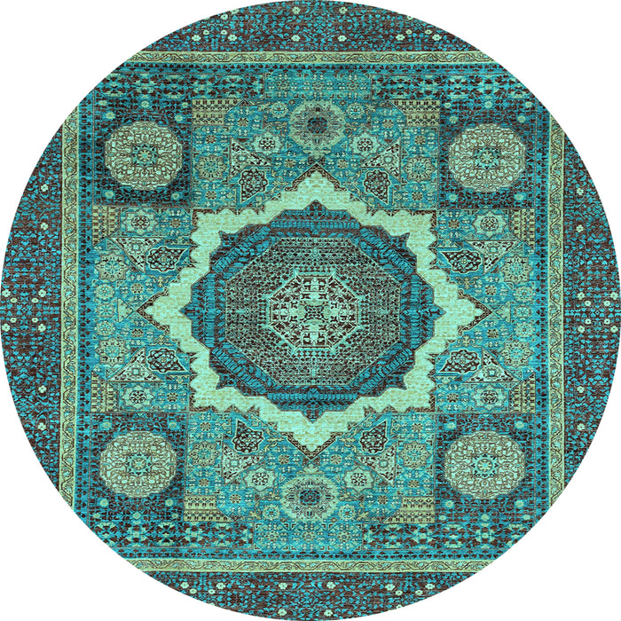 Round Machine Washable Abstract Light Blue Modern Rug, wshabs2357lblu