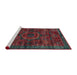 Sideview of Machine Washable Abstract Cranberry Red Rug, wshabs2358