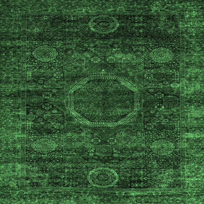 Square Machine Washable Abstract Emerald Green Modern Area Rugs, wshabs2358emgrn
