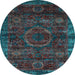 Round Machine Washable Abstract Light Blue Modern Rug, wshabs2358lblu