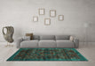 Machine Washable Abstract Turquoise Modern Area Rugs in a Living Room,, wshabs2358turq