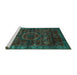 Sideview of Machine Washable Abstract Turquoise Modern Area Rugs, wshabs2358turq