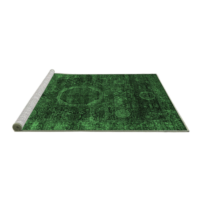 Sideview of Machine Washable Abstract Emerald Green Modern Area Rugs, wshabs2358emgrn