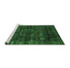 Sideview of Machine Washable Abstract Emerald Green Modern Area Rugs, wshabs2358emgrn