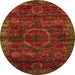 Round Abstract Orange Modern Rug, abs2358org