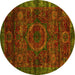 Round Machine Washable Abstract Yellow Modern Rug, wshabs2358yw