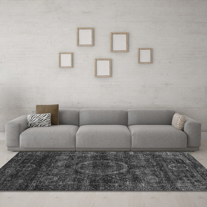 Machine Washable Abstract Gray Modern Rug in a Living Room,, wshabs2358gry