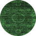 Round Abstract Emerald Green Modern Rug, abs2358emgrn