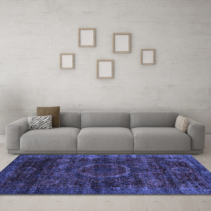 Machine Washable Abstract Blue Modern Rug in a Living Room, wshabs2358blu
