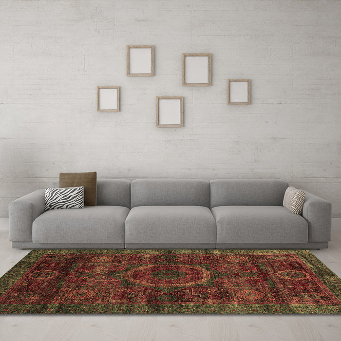 Machine Washable Abstract Brown Modern Rug in a Living Room,, wshabs2358brn