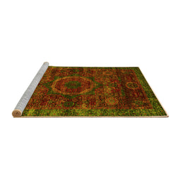 Sideview of Machine Washable Abstract Yellow Modern Rug, wshabs2358yw