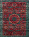 Machine Washable Abstract Cranberry Red Rug, wshabs2358