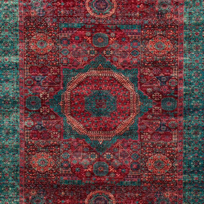 Machine Washable Abstract Cranberry Red Rug, wshabs2358