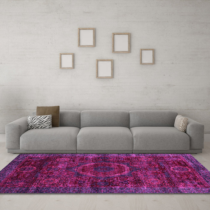 Machine Washable Abstract Pink Modern Rug in a Living Room, wshabs2358pnk
