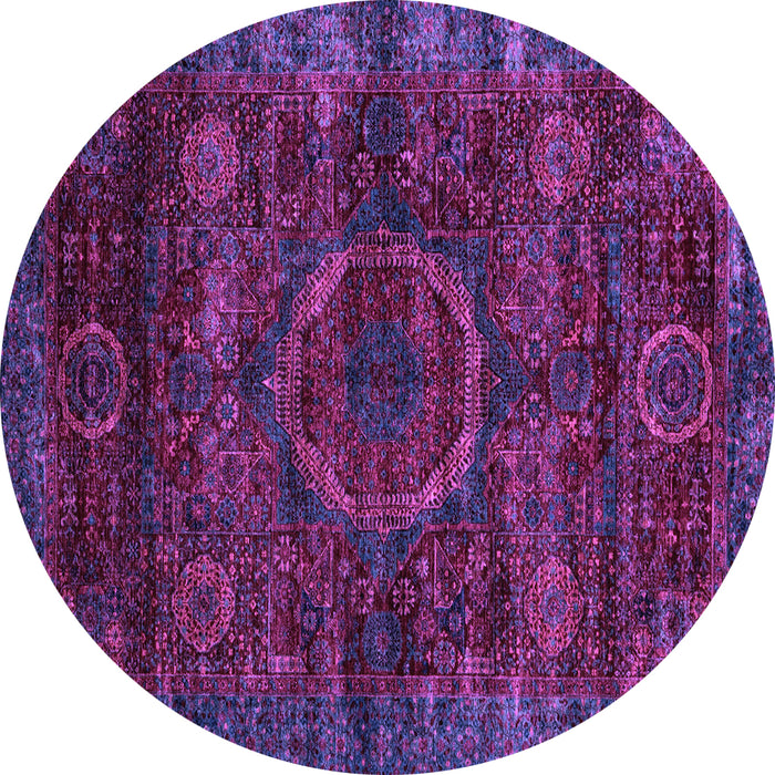 Round Abstract Purple Modern Rug, abs2358pur